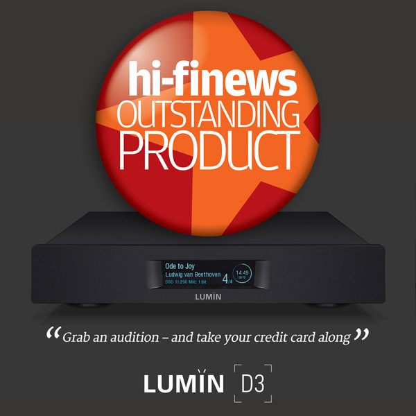 Hi-Fi News LUMIN D3 Oustanding Product Award