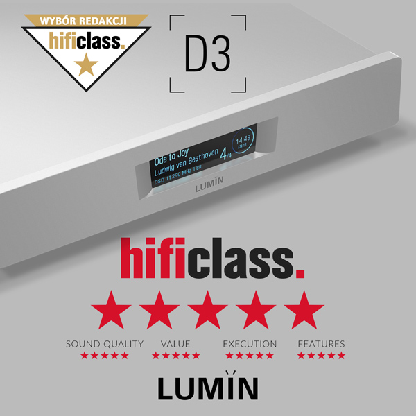Hi-Fi Class Editor's Choice Award for LUMIN D3